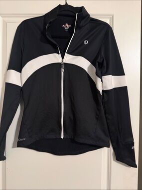 Pearl Izumi Elite Black & White Full-Zip Thermal Cycling Jacket Sz M